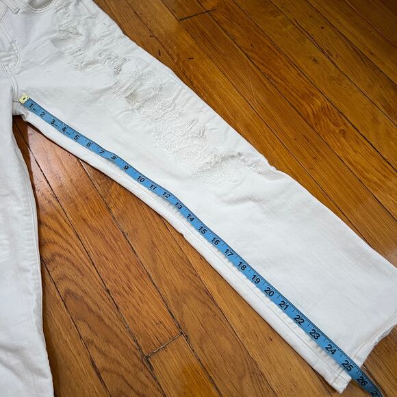 CURRENT/ELLIOTT The High Waist Straight Destroyed Jeans Super Salty Repair 27 - Picture 14 of 15